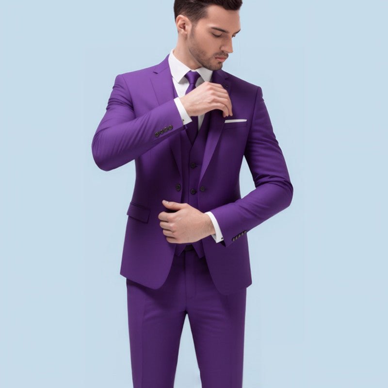 Men's Suit Set Youth Slim Fit Tuxedo Studio Groom Wear Korean Style Big Size Casual - Luzilly Bridal & Apparel