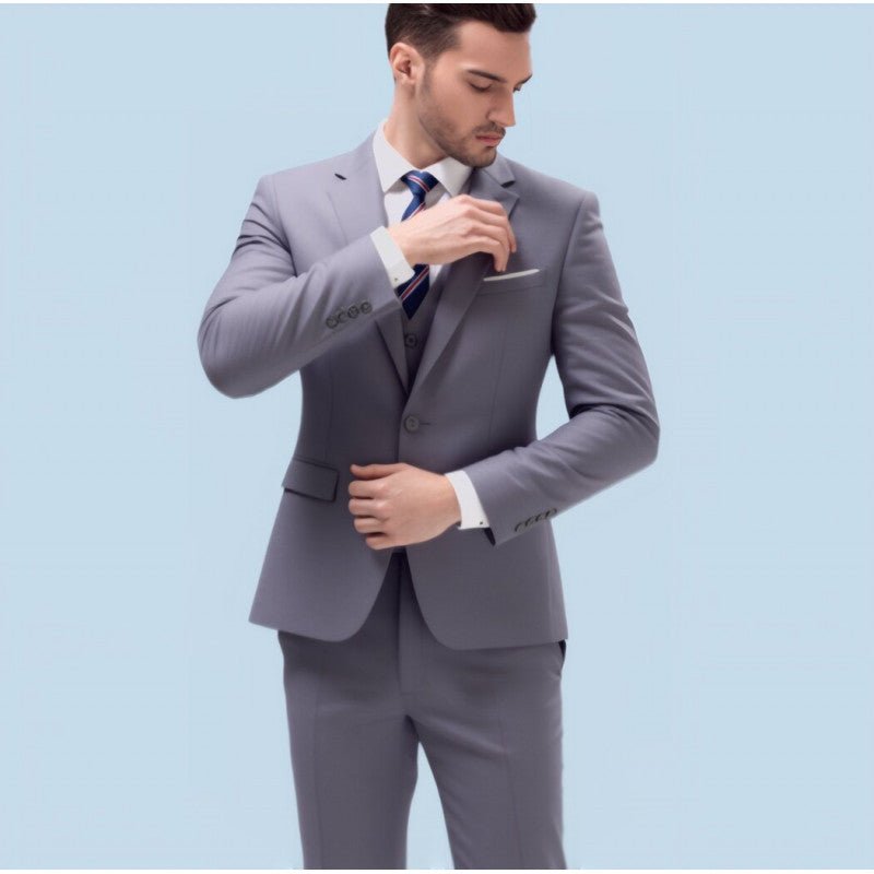 Men's Suit Set Youth Slim Fit Tuxedo Studio Groom Wear Korean Style Big Size Casual - Luzilly Bridal & Apparel