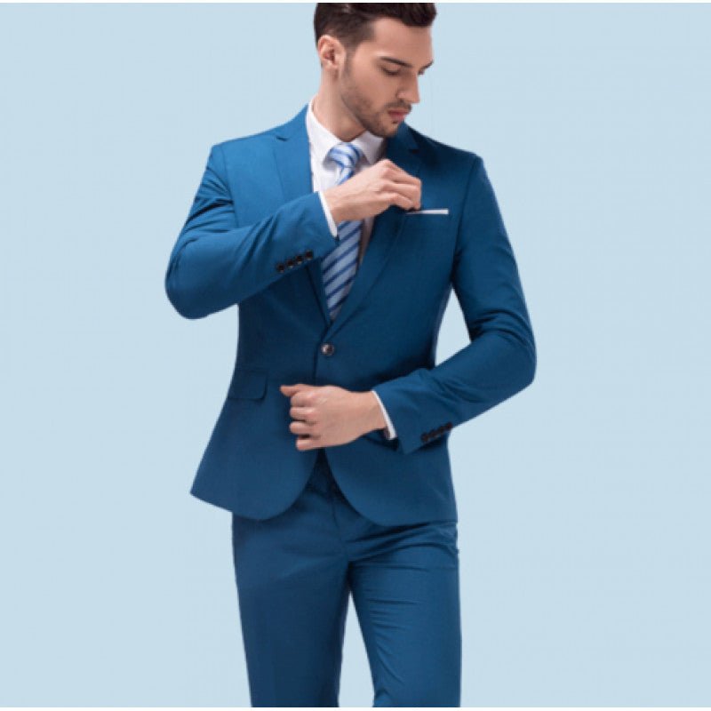 Men's Suit Set Youth Slim Fit Tuxedo Studio Groom Wear Korean Style Big Size Casual - Luzilly Bridal & Apparel