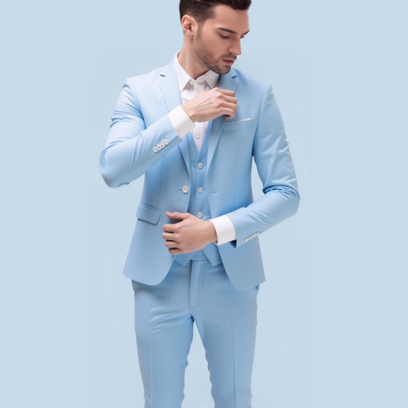 Men's Suit Set Youth Slim Fit Tuxedo Studio Groom Wear Korean Style Big Size Casual - Luzilly Bridal & Apparel