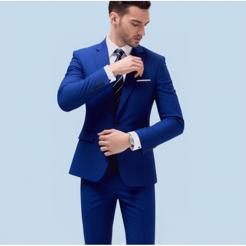 Men's Suit Set Youth Slim Fit Tuxedo Studio Groom Wear Korean Style Big Size Casual - Luzilly Bridal & Apparel