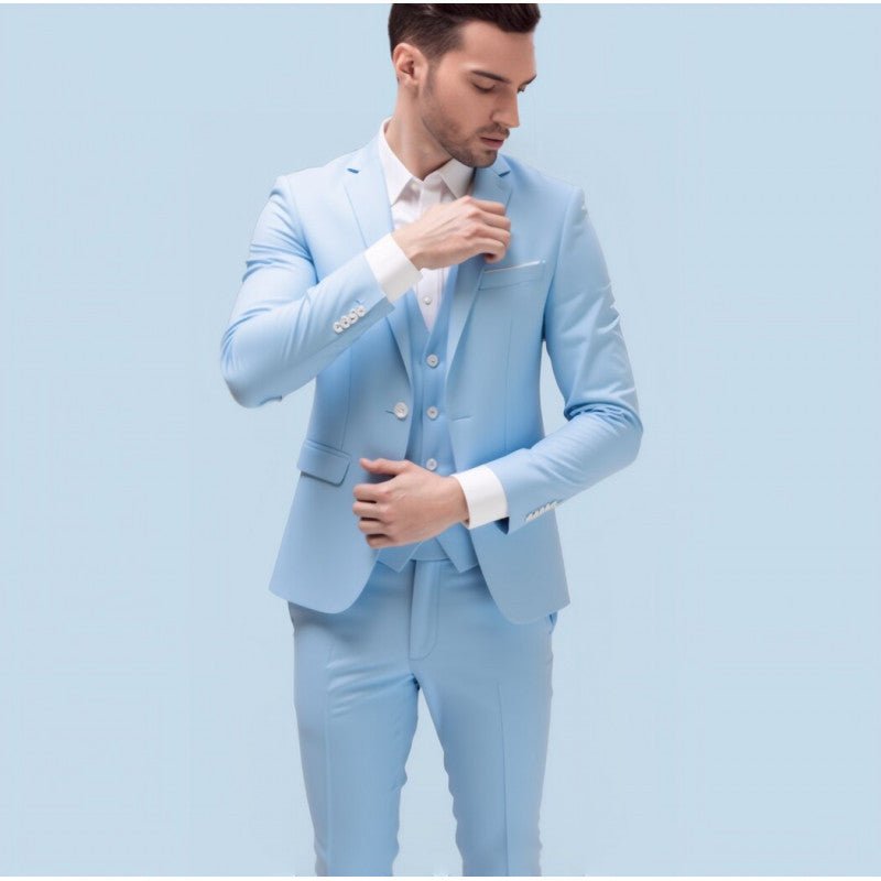 Men's Suit Set Youth Slim Fit Tuxedo Studio Groom Wear Korean Style Big Size Casual - Luzilly Bridal & Apparel