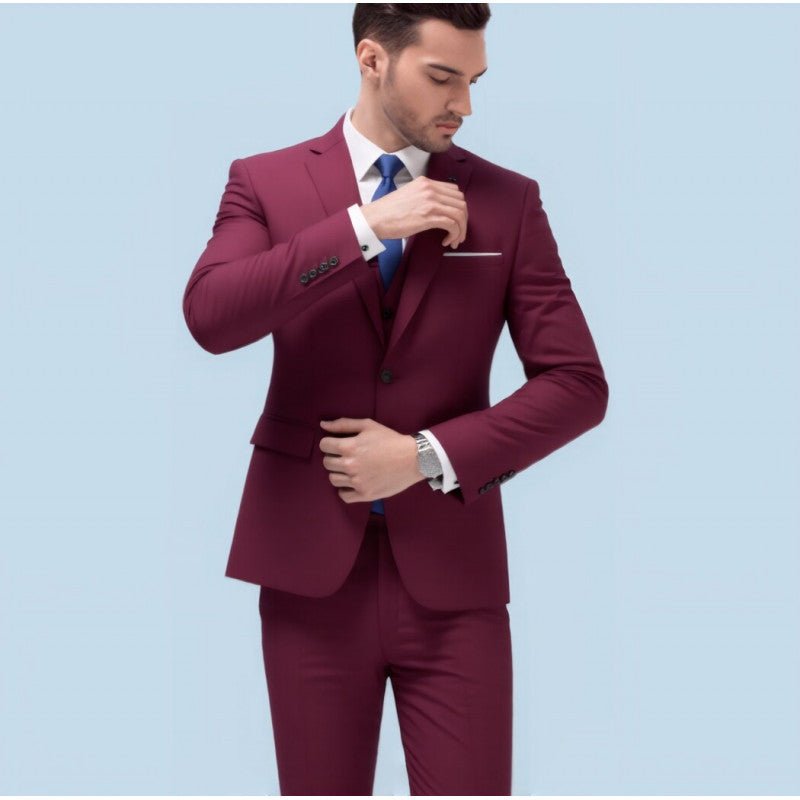 Men's Suit Set Youth Slim Fit Tuxedo Studio Groom Wear Korean Style Big Size Casual - Luzilly Bridal & Apparel