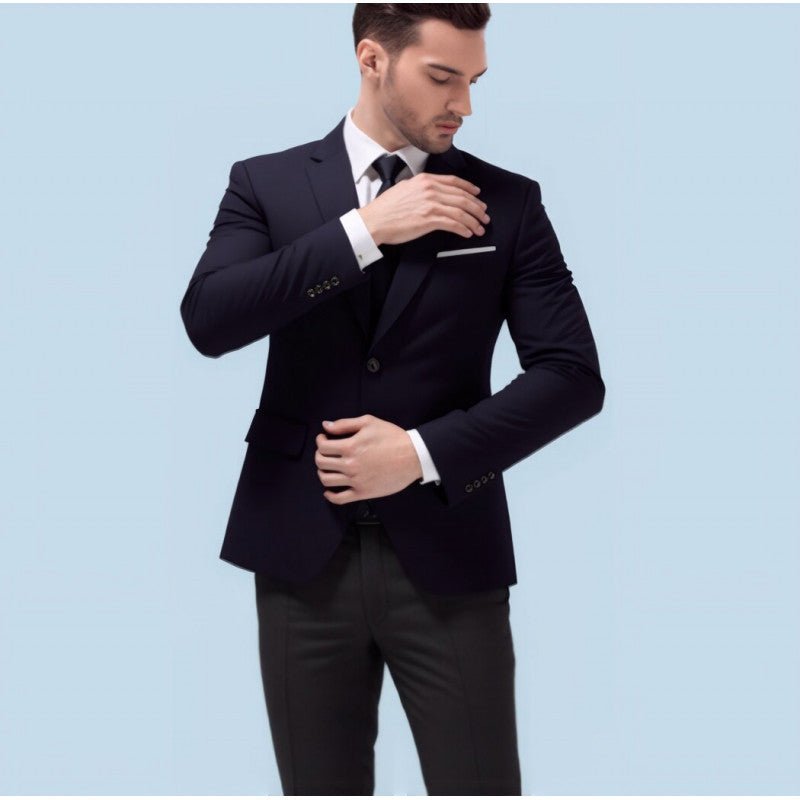 Men's Suit Set Youth Slim Fit Tuxedo Studio Groom Wear Korean Style Big Size Casual - Luzilly Bridal & Apparel