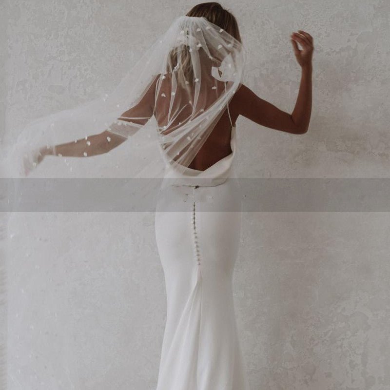 Mermaid Beach Wedding Deep V-Neck Back Dress - Luzilly Bridal & Apparel