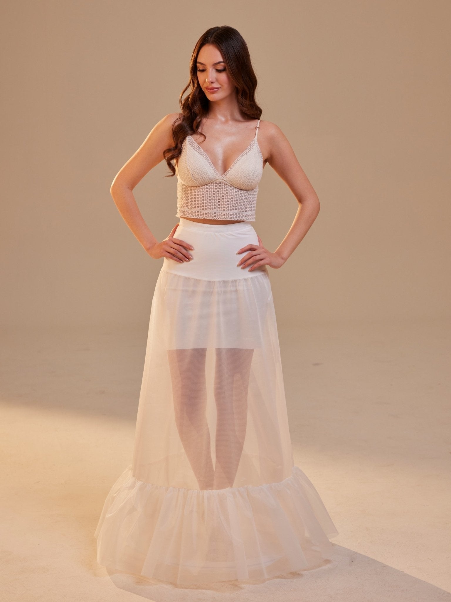 Mermaid Petticoat Skirt with Waist Corsage , Bridal Crinoline Slip - Luzilly Bridal & Apparel
