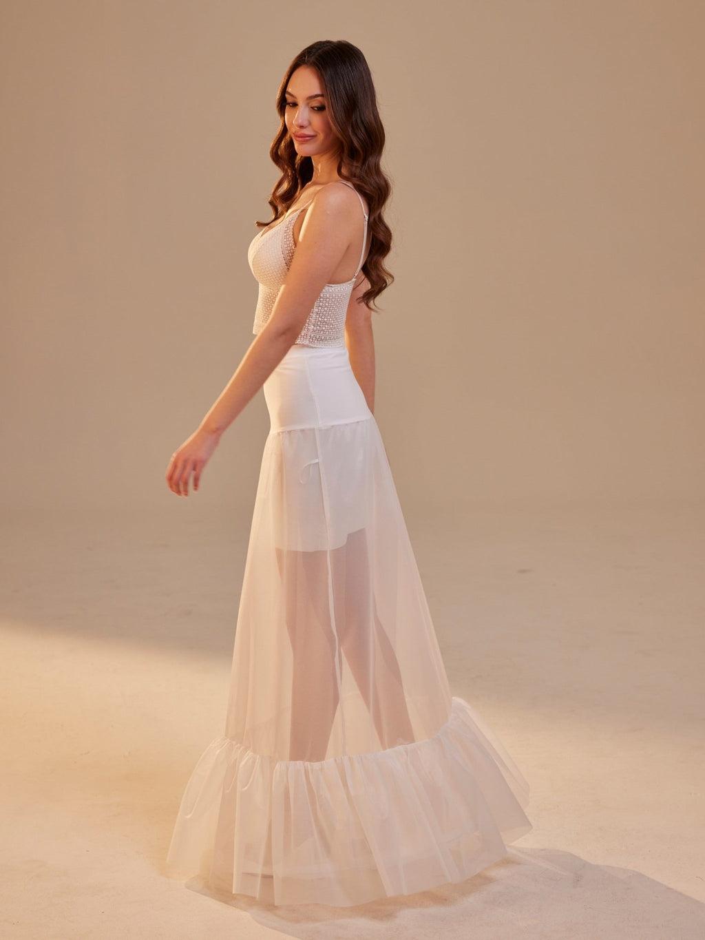 Mermaid Petticoat Skirt with Waist Corsage , Bridal Crinoline Slip - Luzilly Bridal & Apparel