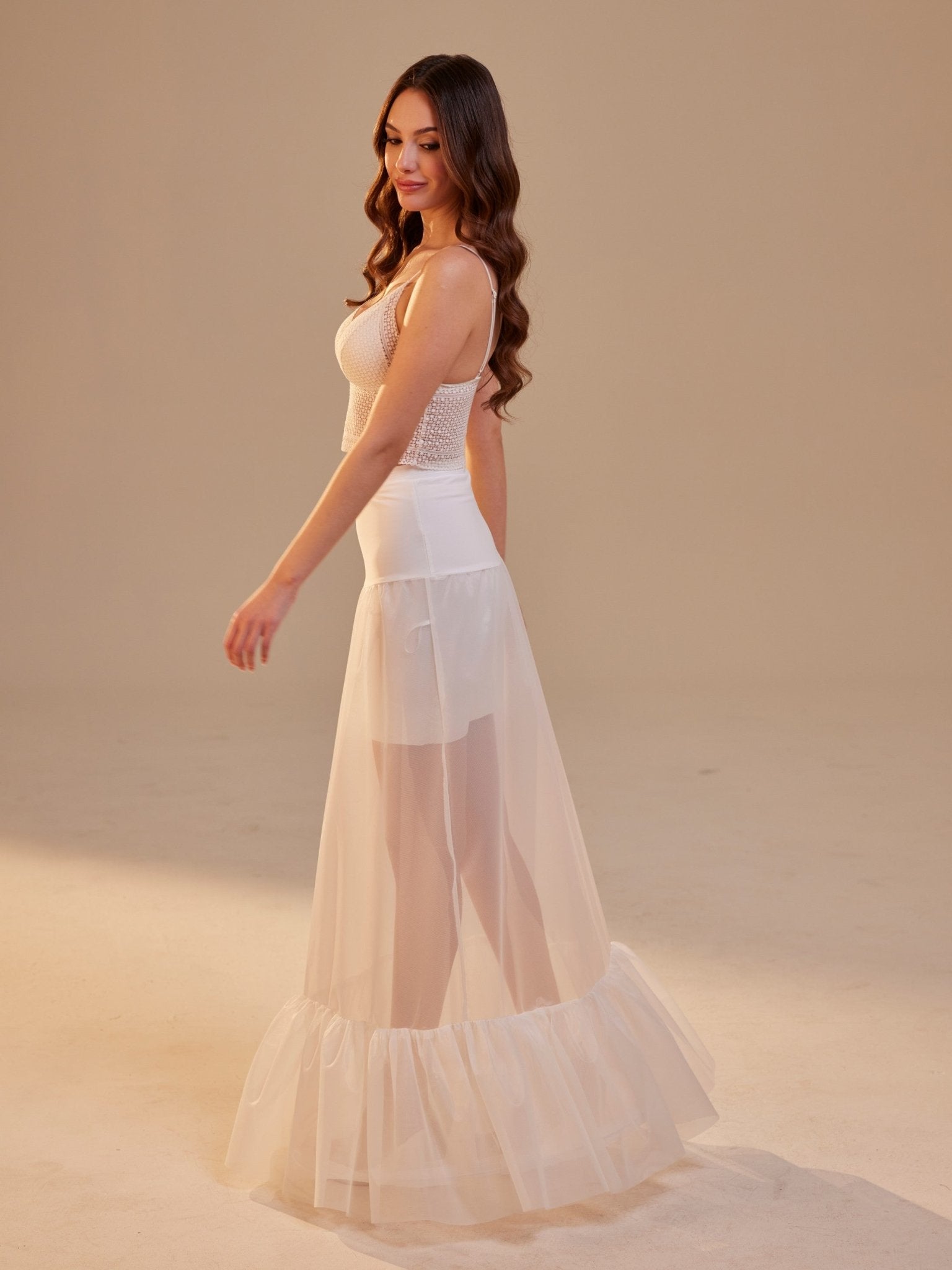 Mermaid Petticoat Skirt with Waist Corsage , Bridal Crinoline Slip - Luzilly Bridal & Apparel