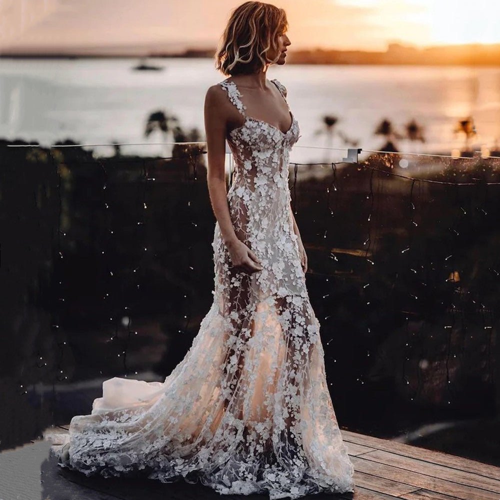 Mermaid Wedding Dress with 3D Lace - Luzilly Bridal & Apparel
