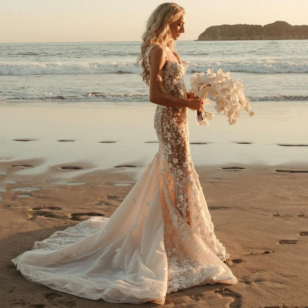 Mermaid Wedding Dress with 3D Lace - Luzilly Bridal & Apparel