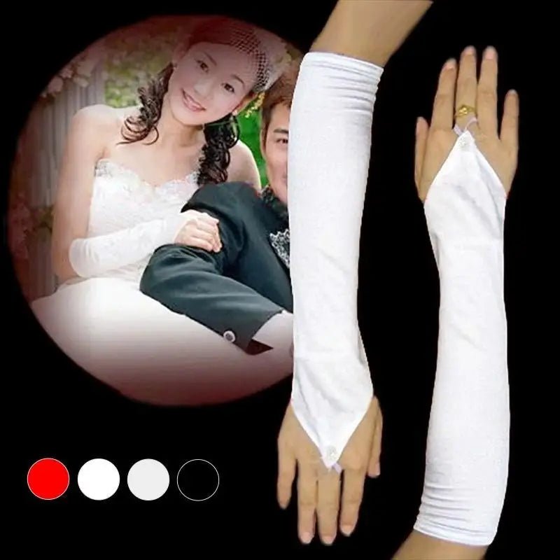 Mid-Length Fingerless Satin Bridal Gloves - Luzilly Bridal & Apparel