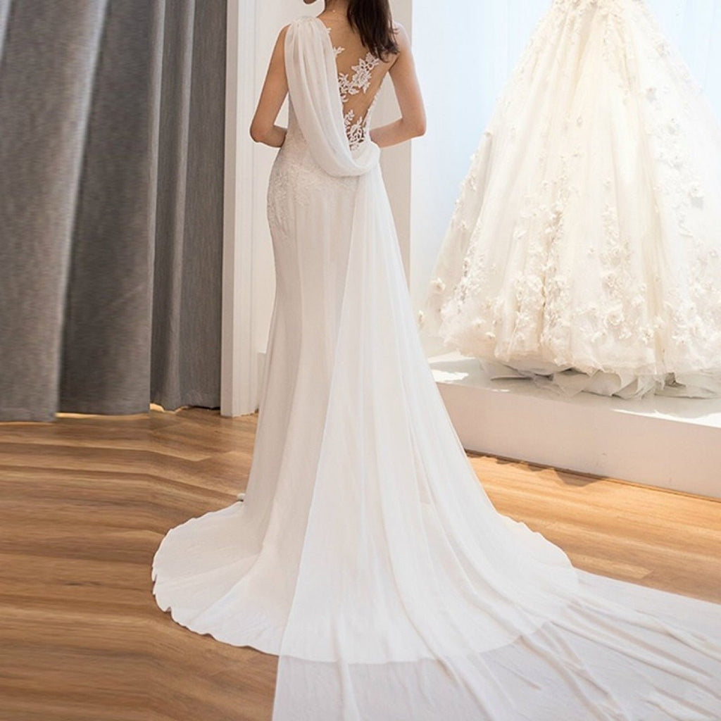 Mid-waist Dream See-through Super Fairy Light Wedding Dress - Luzilly Bridal & Apparel