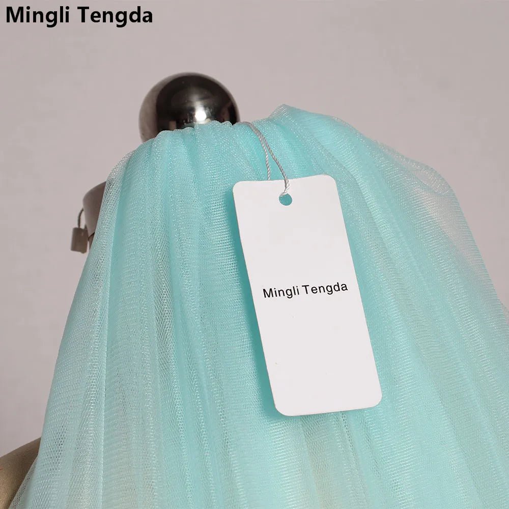 Mingli Tengda Sky Blue Bridal Veil Long Cut Edge Double Layer 3 Meters Long Wedding Veil Elegant Lady Cathedral Veil Dusty Rose - Luzilly Bridal & Apparel