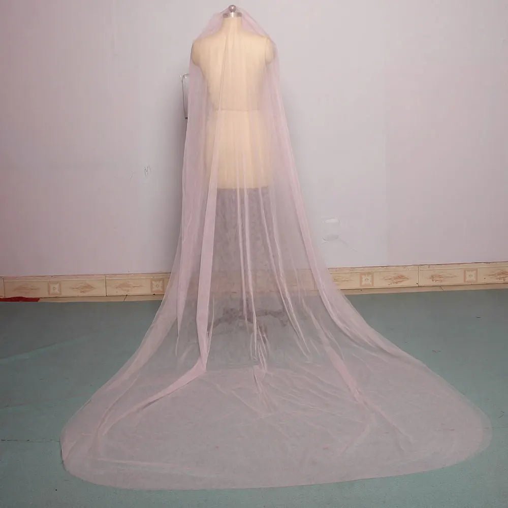 Mingli Tengda Sky Blue Bridal Veil Long Cut Edge Double Layer 3 Meters Long Wedding Veil Elegant Lady Cathedral Veil Dusty Rose - Luzilly Bridal & Apparel