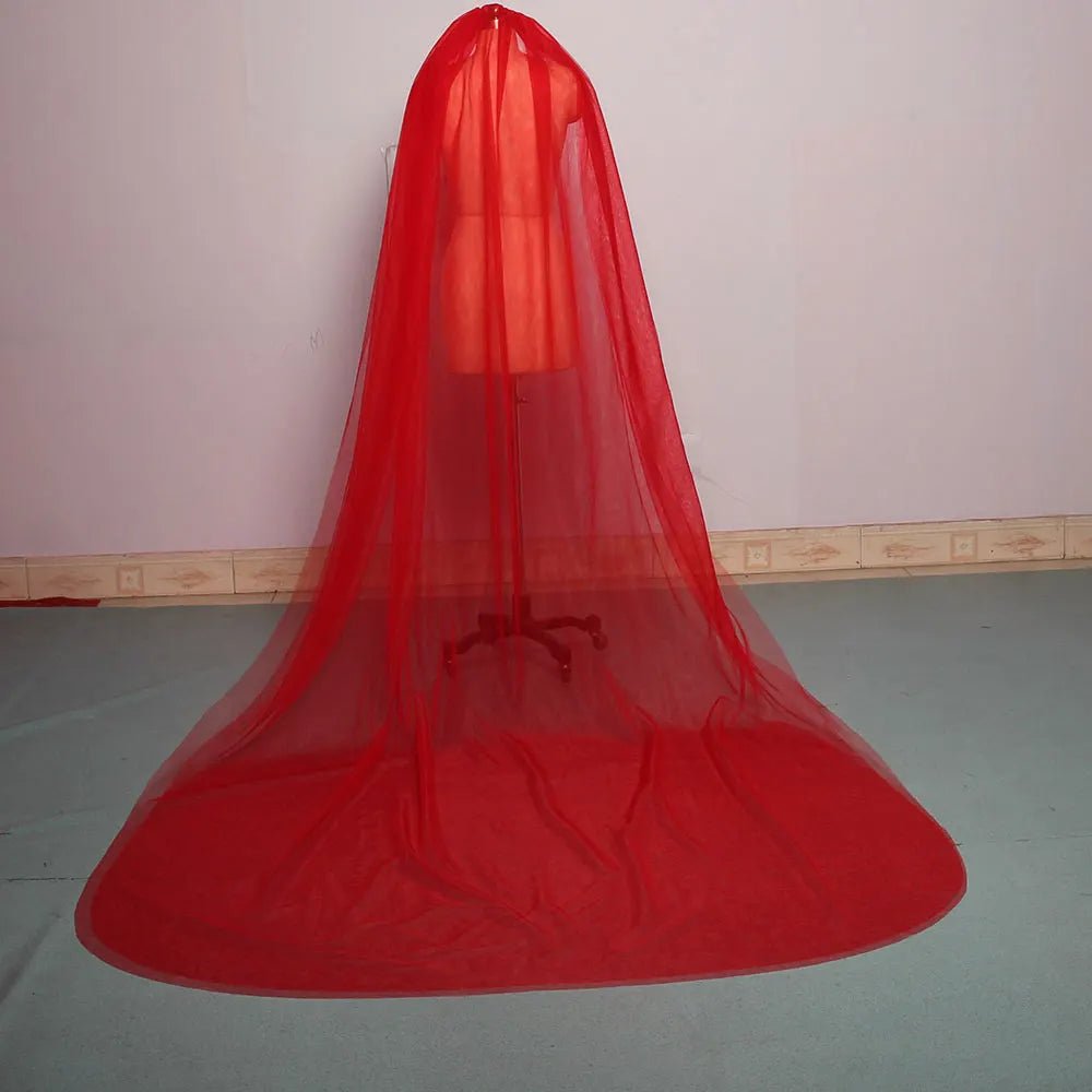 Mingli Tengda Sky Blue Bridal Veil Long Cut Edge Double Layer 3 Meters Long Wedding Veil Elegant Lady Cathedral Veil Dusty Rose - Luzilly Bridal & Apparel