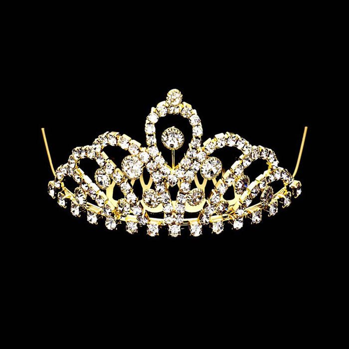 Mini Crystal Rhinestone Pave Princess Tiara - Luzilly Bridal & Apparel