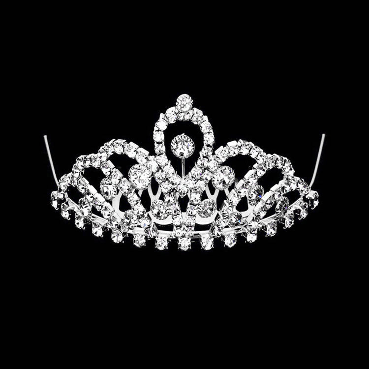 Mini Crystal Rhinestone Pave Princess Tiara - Luzilly Bridal & Apparel