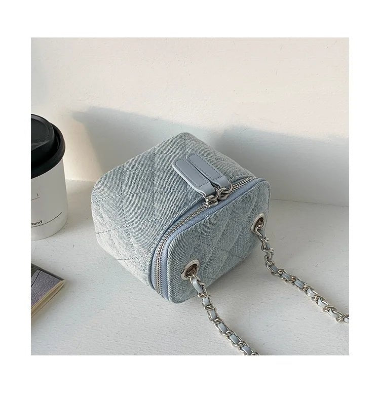 Mini Denim Crossbody Bags for Women | Lingge Chains Shoulder Bag & Fashion Brands Box Bag (Lipstick Coins Purses & Handbags) - Luzilly Bridal & Apparel
