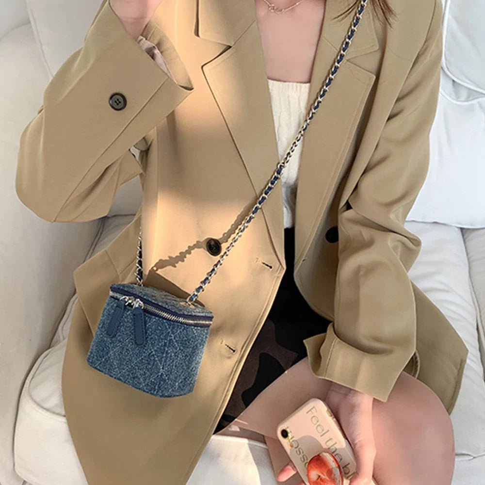Mini Denim Crossbody Bags for Women | Lingge Chains Shoulder Bag & Fashion Brands Box Bag (Lipstick Coins Purses & Handbags) - Luzilly Bridal & Apparel