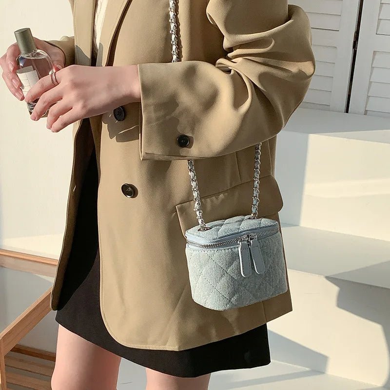 Mini Denim Crossbody Bags for Women | Lingge Chains Shoulder Bag & Fashion Brands Box Bag (Lipstick Coins Purses & Handbags) - Luzilly Bridal & Apparel