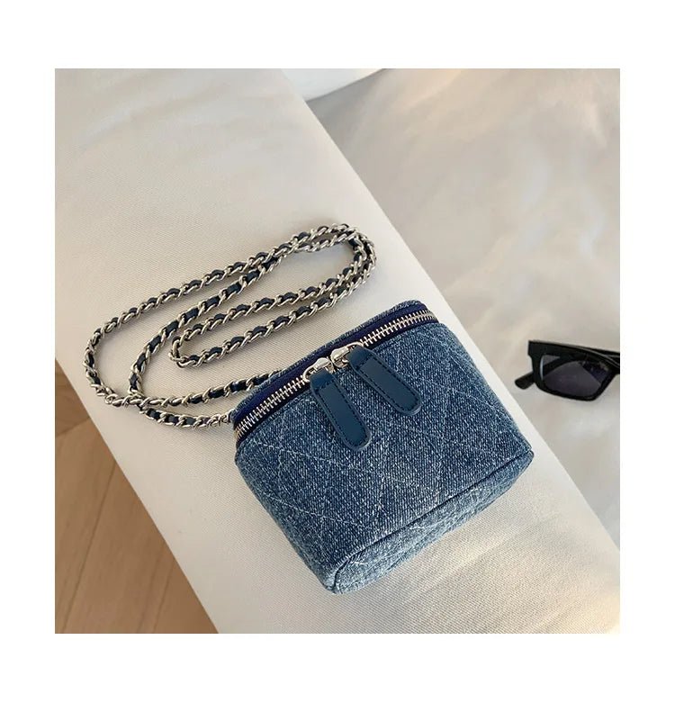 Mini Denim Crossbody Bags for Women | Lingge Chains Shoulder Bag & Fashion Brands Box Bag (Lipstick Coins Purses & Handbags) - Luzilly Bridal & Apparel