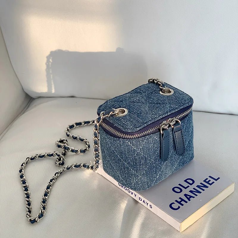 Mini Denim Crossbody Bags for Women | Lingge Chains Shoulder Bag & Fashion Brands Box Bag (Lipstick Coins Purses & Handbags) - Luzilly Bridal & Apparel