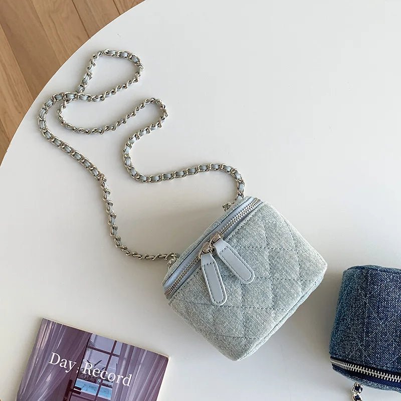 Mini Denim Crossbody Bags for Women | Lingge Chains Shoulder Bag & Fashion Brands Box Bag (Lipstick Coins Purses & Handbags) - Luzilly Bridal & Apparel