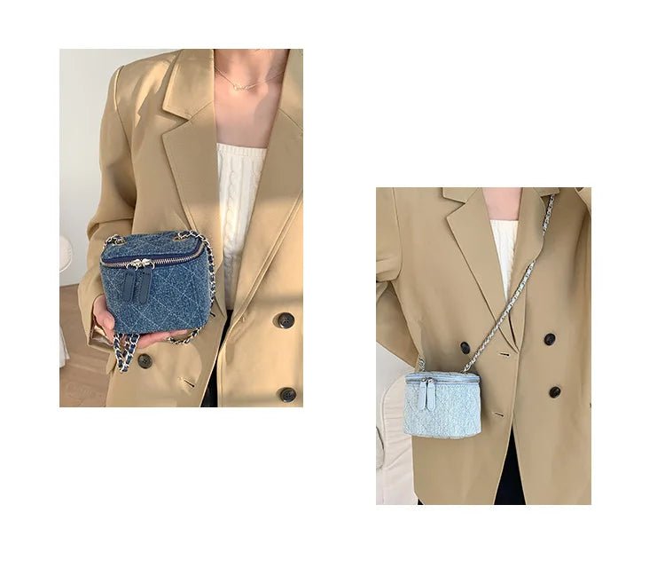 Mini Denim Crossbody Bags for Women | Lingge Chains Shoulder Bag & Fashion Brands Box Bag (Lipstick Coins Purses & Handbags) - Luzilly Bridal & Apparel