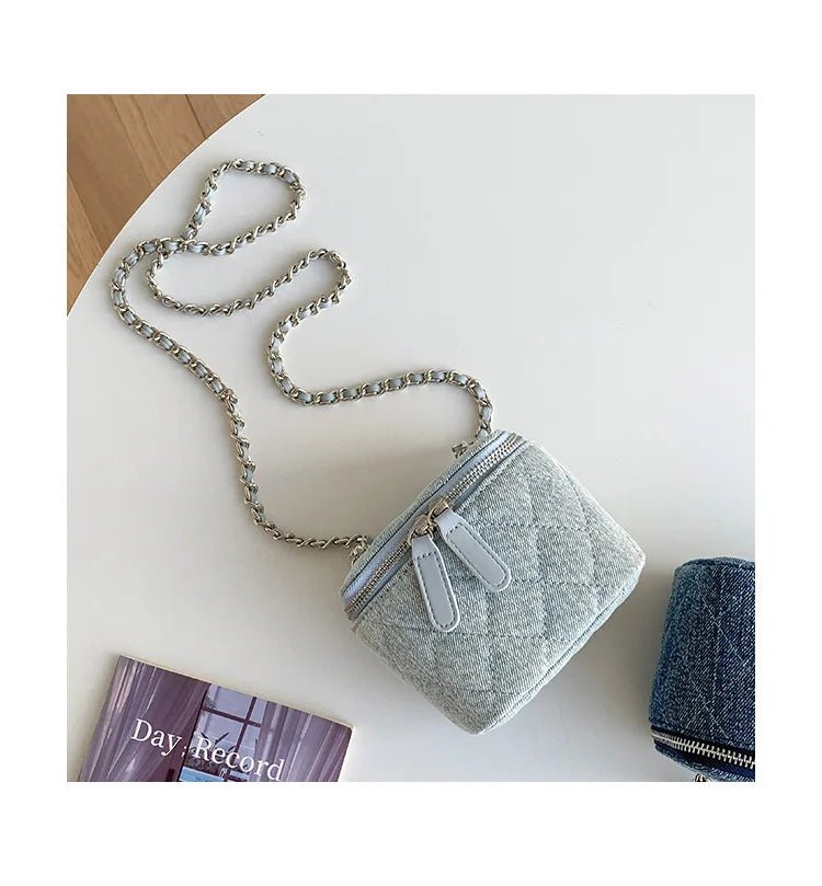 Mini Denim Crossbody Bags for Women | Lingge Chains Shoulder Bag & Fashion Brands Box Bag (Lipstick Coins Purses & Handbags) - Luzilly Bridal & Apparel