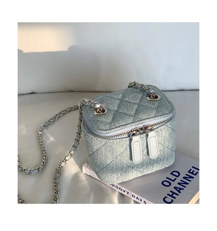 Mini Denim Crossbody Bags for Women | Lingge Chains Shoulder Bag & Fashion Brands Box Bag (Lipstick Coins Purses & Handbags) - Luzilly Bridal & Apparel
