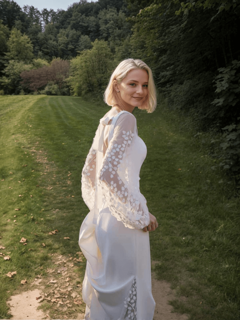 Minimalist Square Neck Wedding Dress with Sheer Embroidered Sleeves – Modern Bridal Elegance - Luzilly Bridal & Apparel