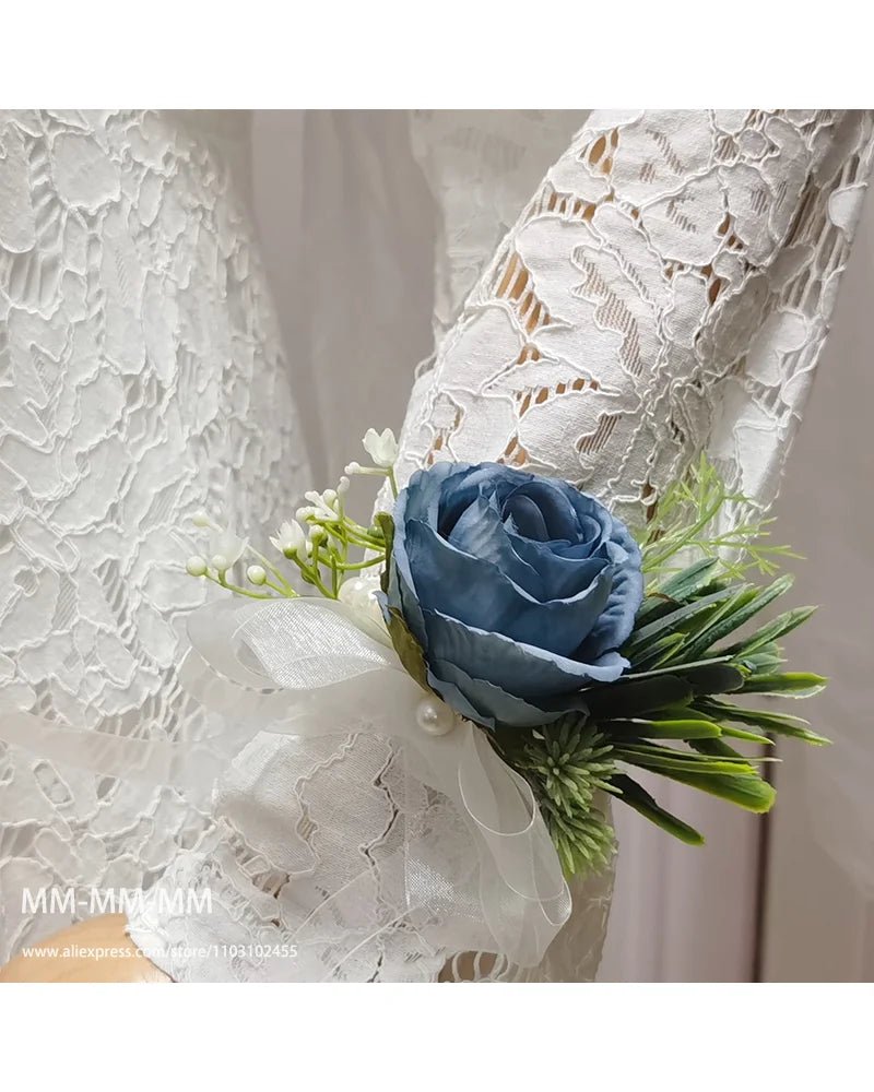 MM Boutonniere And Waist Corsage Set For Wedding for Man Bridegroom Groomsman Silk Flower Decoration Marriage Accessories - Luzilly Bridal & Apparel