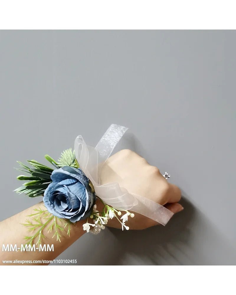 MM Boutonniere And Waist Corsage Set For Wedding for Man Bridegroom Groomsman Silk Flower Decoration Marriage Accessories - Luzilly Bridal & Apparel