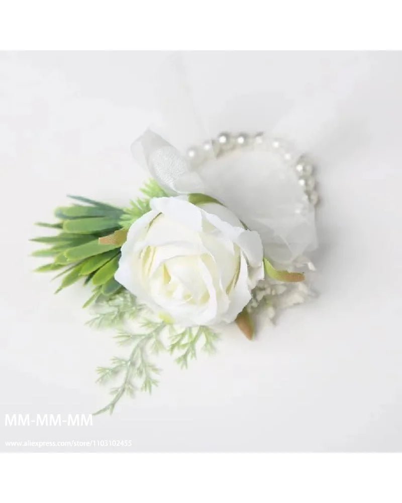 MM Boutonniere And Waist Corsage Set For Wedding for Man Bridegroom Groomsman Silk Flower Decoration Marriage Accessories - Luzilly Bridal & Apparel