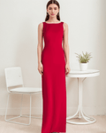 Modern bateau neckline hallowed back pencil skirt Stretchable satin prom dress - Luzilly Bridal & Apparel