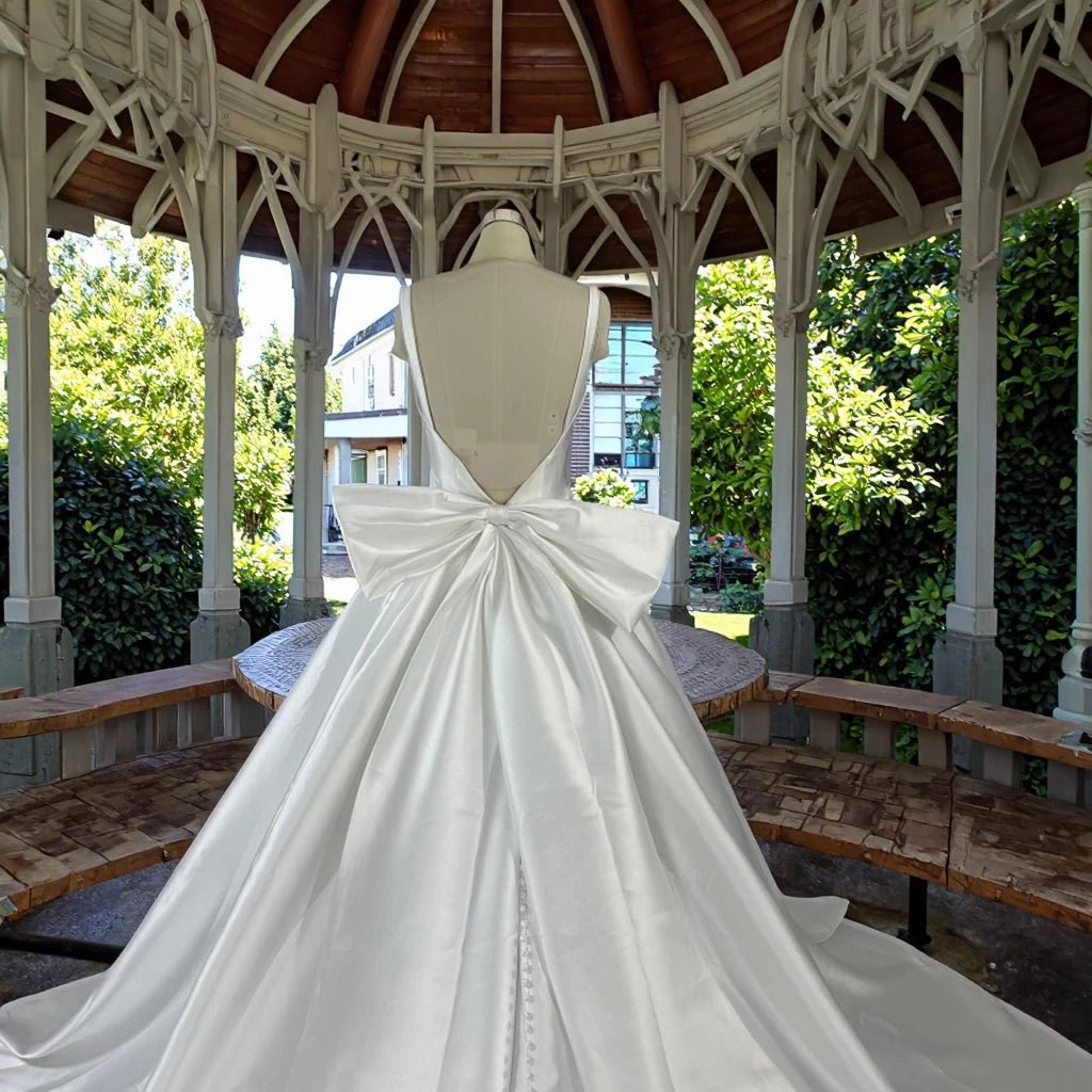 Modern Mikado Satin Ball Gown Wedding Dress with Pockets - Luzilly Bridal & Apparel