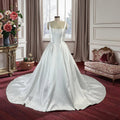 Modern Mikado Satin Ball Gown Wedding Dress with Pockets - Luzilly Bridal & Apparel