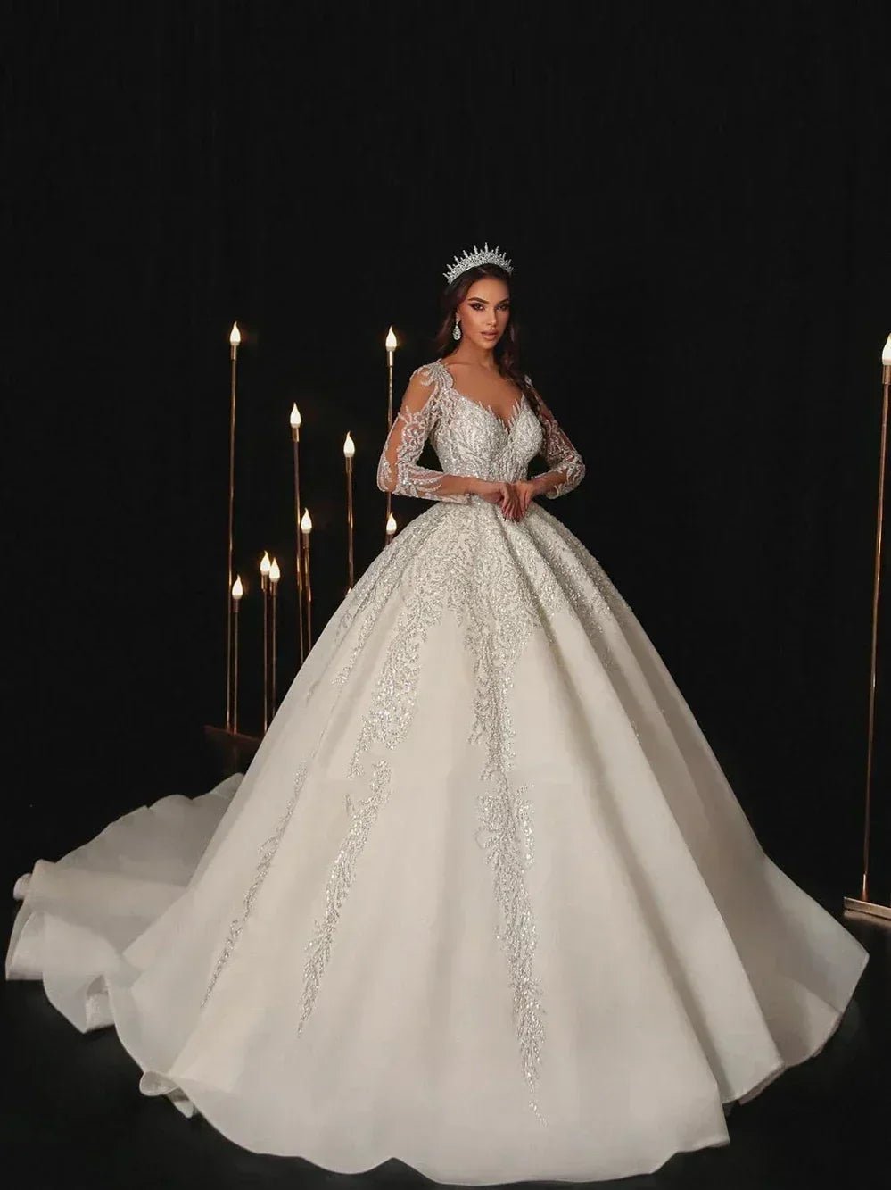 Modern Wedding Dresses A Line Bridal Gowns Lace Appliques Full Sleeves Floor Length Robes Charming Vestidos De Novia Customized - Luzilly Bridal & Apparel