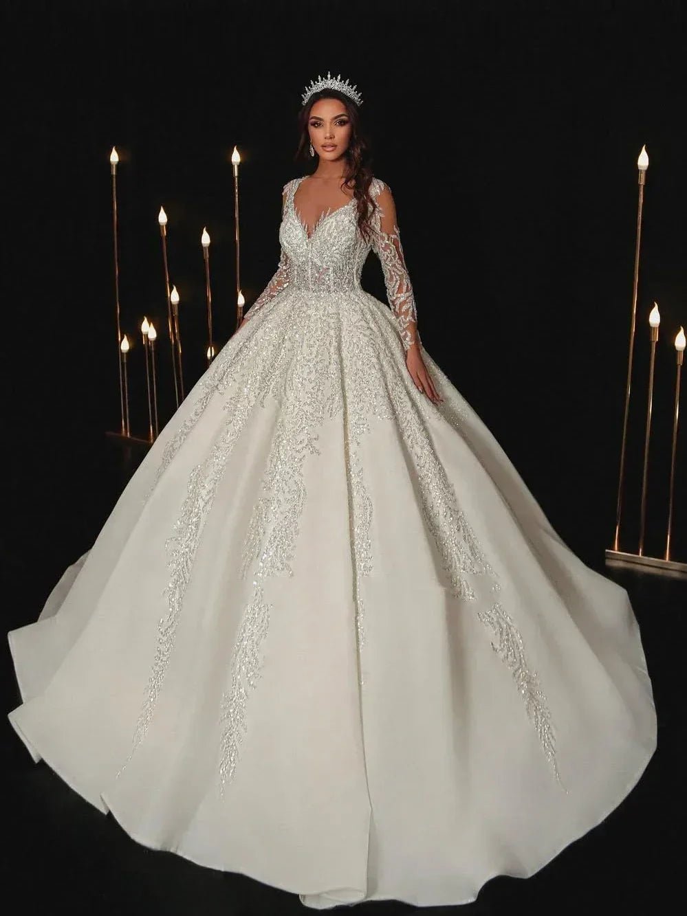 Modern Wedding Dresses A Line Bridal Gowns Lace Appliques Full Sleeves Floor Length Robes Charming Vestidos De Novia Customized - Luzilly Bridal & Apparel