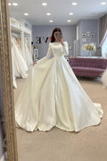 Modest Satin Full-Sleeve Wedding Gown - Luzilly Bridal & Apparel