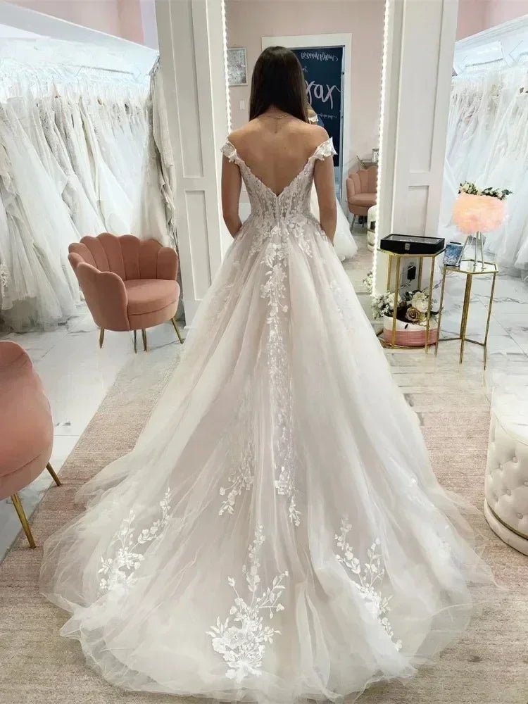 Modest Wedding Dress - Sweetheart Off-Shoulder Lace Gown | Femstylo - Luzilly Bridal & Apparel