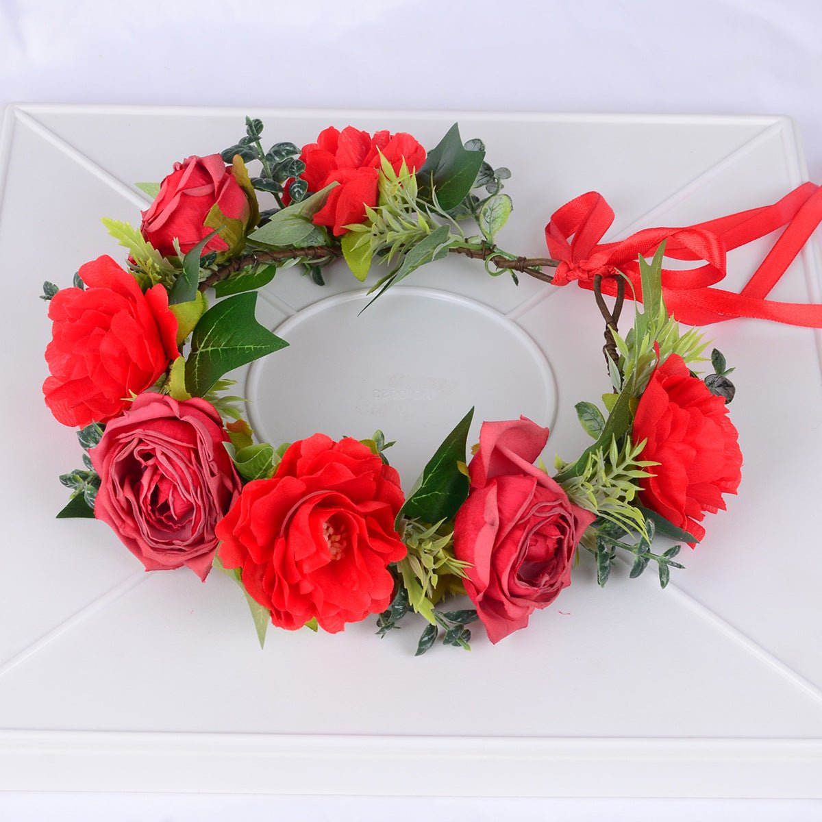 Mori bride sweet flower hair band hair accessories simulation red rose with makeup modeling photography photo trip wreath - Luzilly Bridal & Apparel