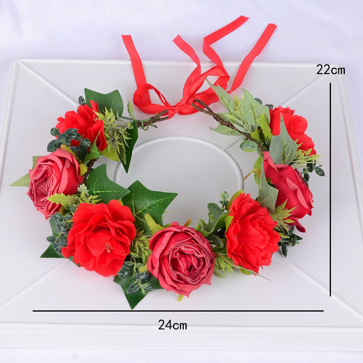 Mori bride sweet flower hair band hair accessories simulation red rose with makeup modeling photography photo trip wreath - Luzilly Bridal & Apparel