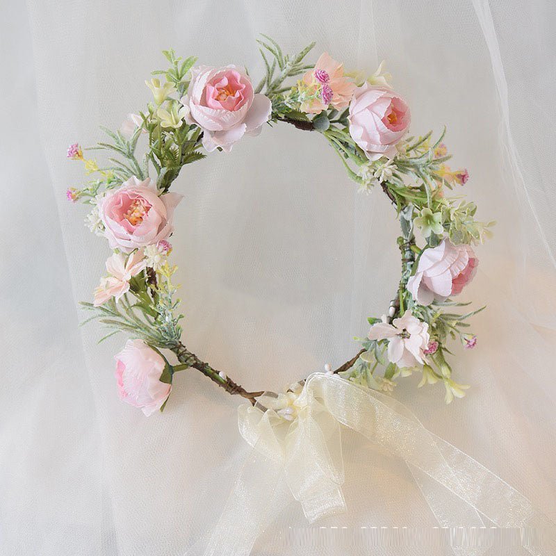 Mori Flower Bridal headdress garland modeling headdress photo wedding dress hair accessories Bridesmaid accessories holiday head - Luzilly Bridal & Apparel