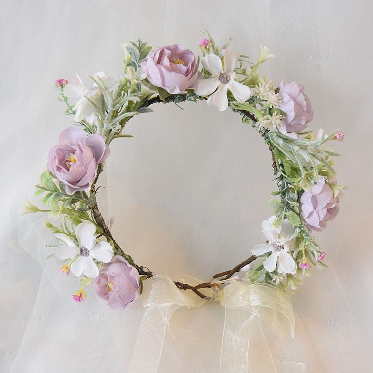 Mori Flower Bridal headdress garland modeling headdress photo wedding dress hair accessories Bridesmaid accessories holiday head - Luzilly Bridal & Apparel