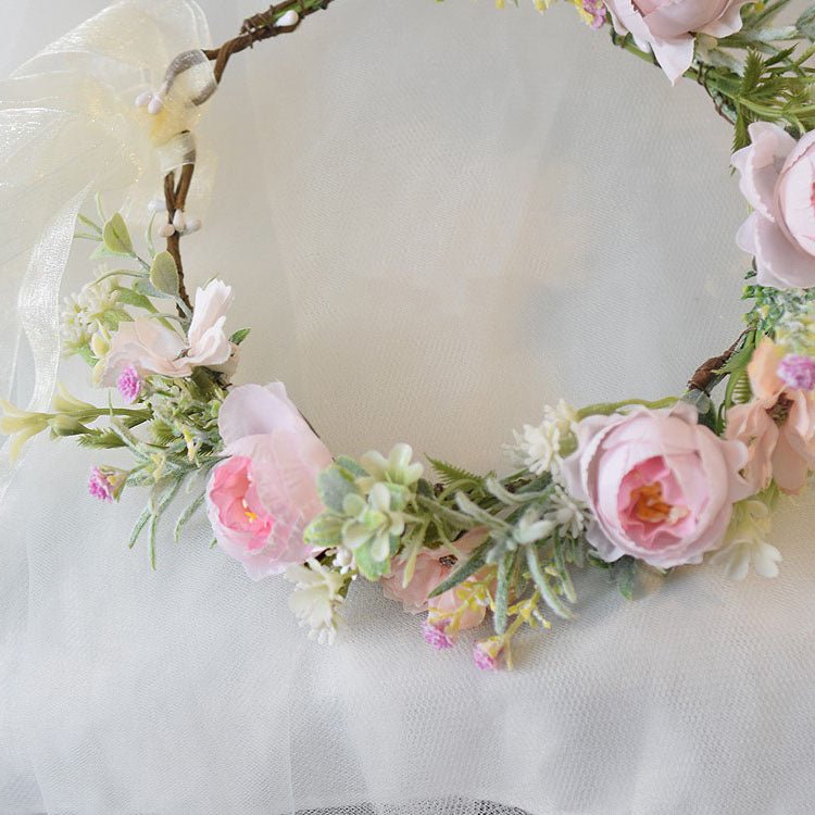 Mori Flower Bridal headdress garland modeling headdress photo wedding dress hair accessories Bridesmaid accessories holiday head - Luzilly Bridal & Apparel