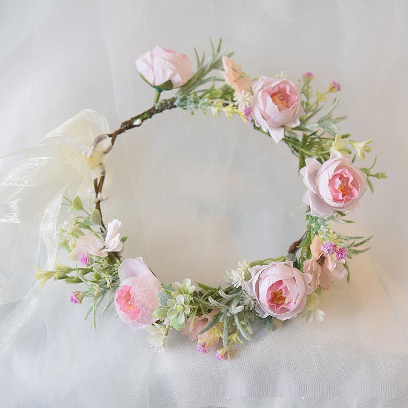 Mori Flower Bridal headdress garland modeling headdress photo wedding dress hair accessories Bridesmaid accessories holiday head - Luzilly Bridal & Apparel