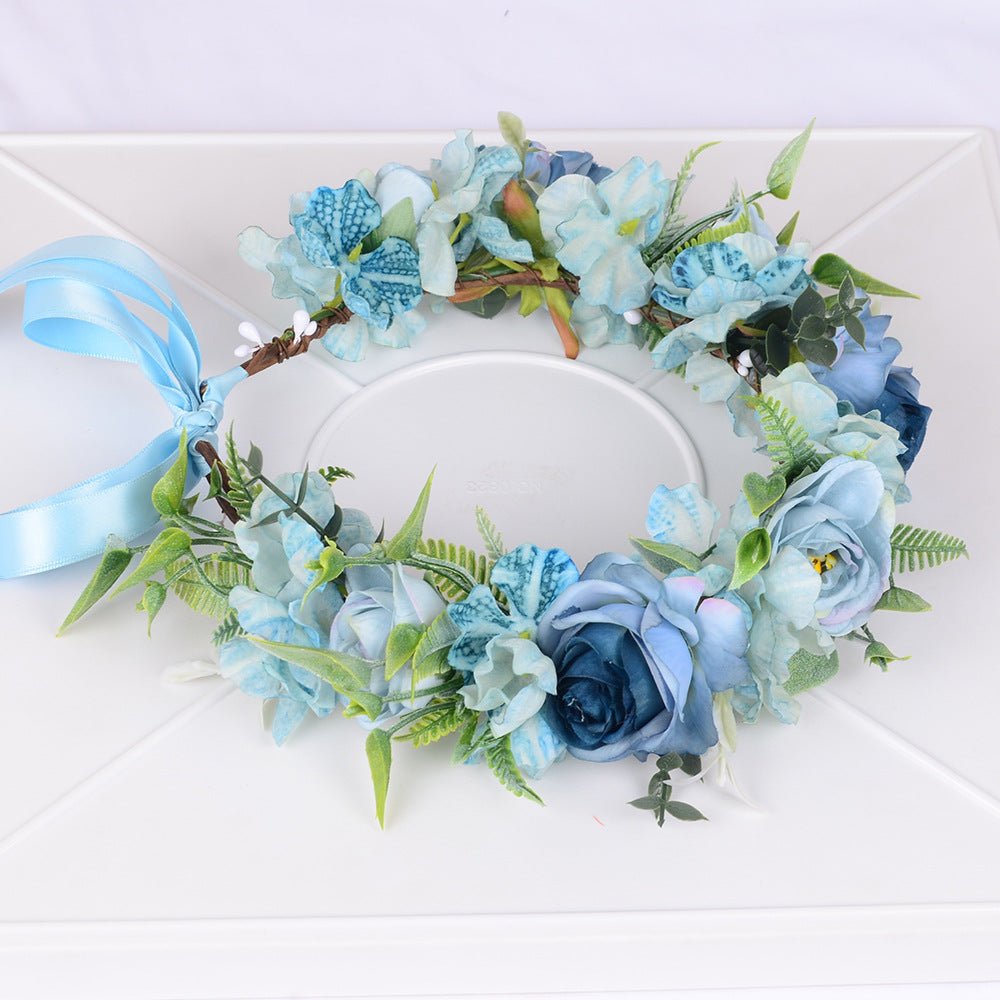 Mori series dried flower wreath bridal headdress crown hairdress wedding accessories Beach Resort studio props - Luzilly Bridal & Apparel