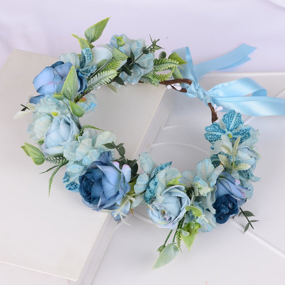 Mori series dried flower wreath bridal headdress crown hairdress wedding accessories Beach Resort studio props - Luzilly Bridal & Apparel