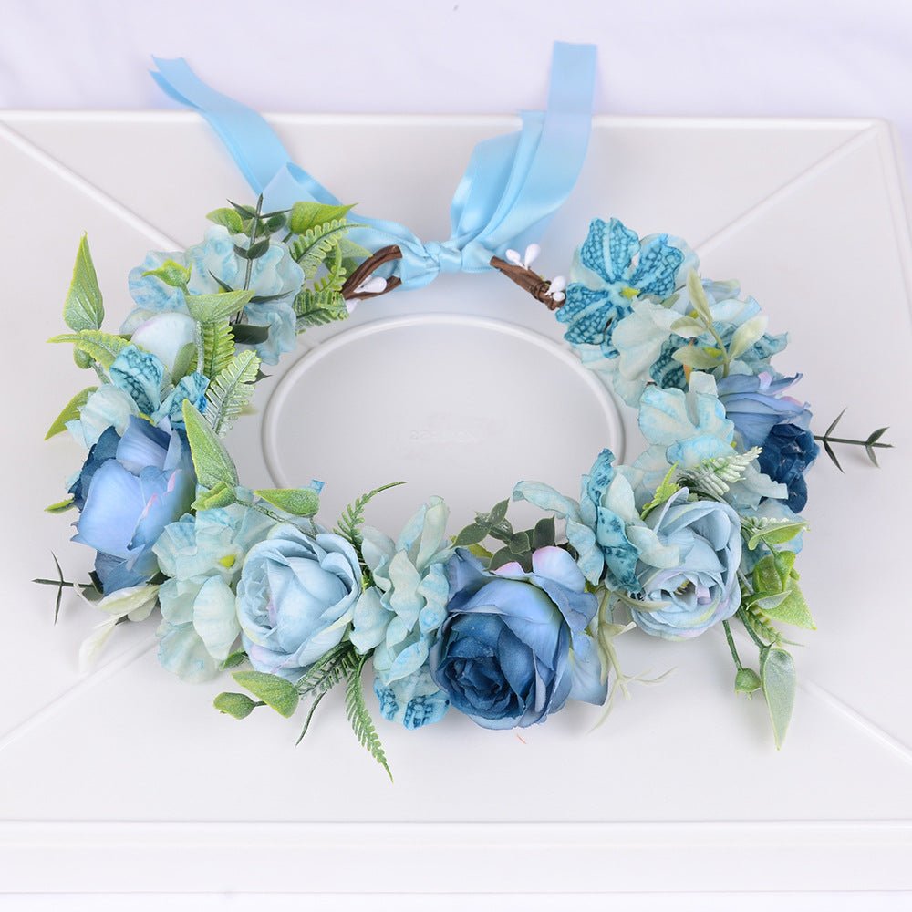Mori series dried flower wreath bridal headdress crown hairdress wedding accessories Beach Resort studio props - Luzilly Bridal & Apparel